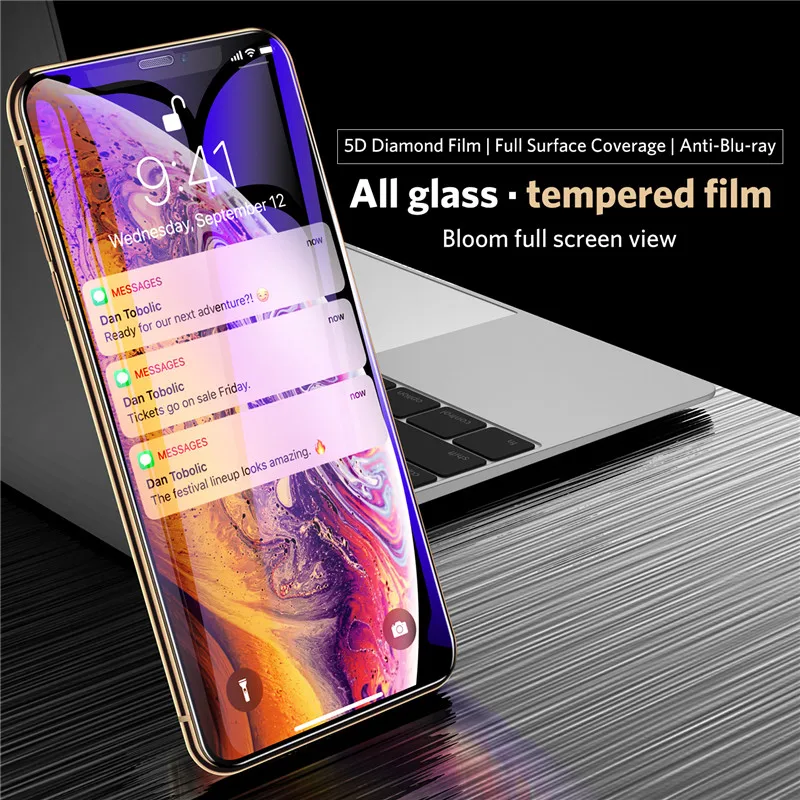 

Ottwn 5D Anti Blue Light Tempered Glass Protective On For iPhone 6 6S 7 Plus For iPhone XS Max XR X 8 Plus Screen Protector