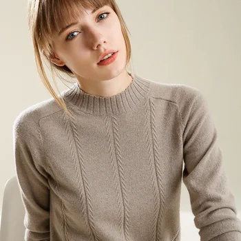 

Fashion Cashmere Blended Knitted Sweater Women Tops Autumn Winter Turtleneck Pullovers Female Long Sleeve Solid Color