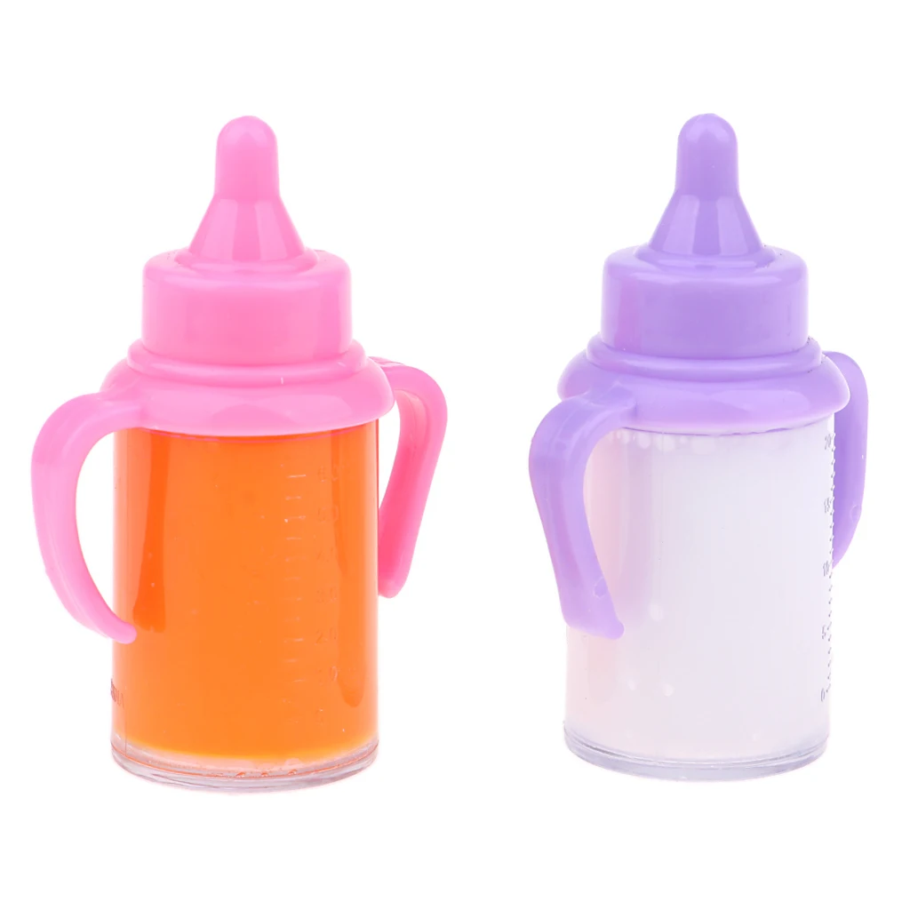 Кукла Кормление бутылочки жидкости Исчезающие молоко и оранжевый сок подачи для пупсик кормящих аксессуар 2 шт