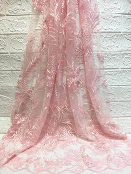 

3d flower lace embroidered fabric 2019 high quality African french tulle lace bridal Nigerian lace fabrics for wedding party
