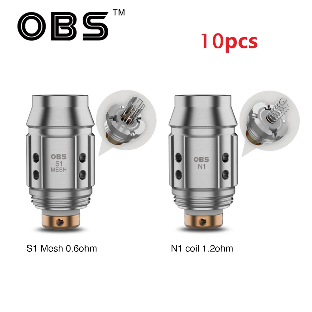 

10pcs OBS Cube Mini Replacement Coil Set 0.6ohm/1.2ohm E-cig Coil for OBS Cube Mini Tank Replaceable E-cigarette VapeTank Head