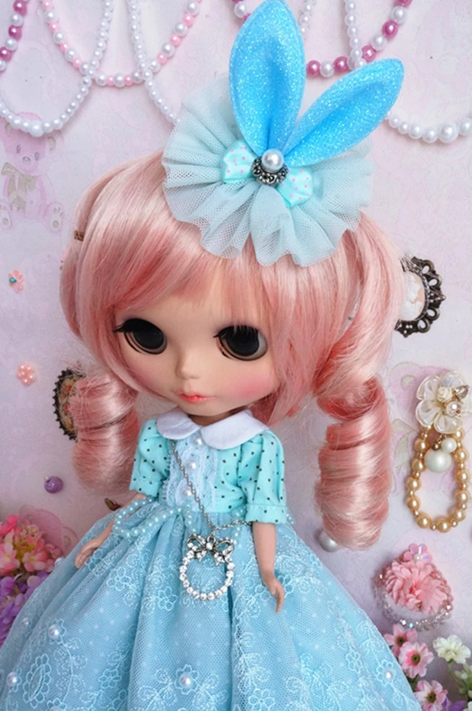 

[wamami] 92# Handmade Lolita Blue Dress, Hair Can Enter Pullip Doll