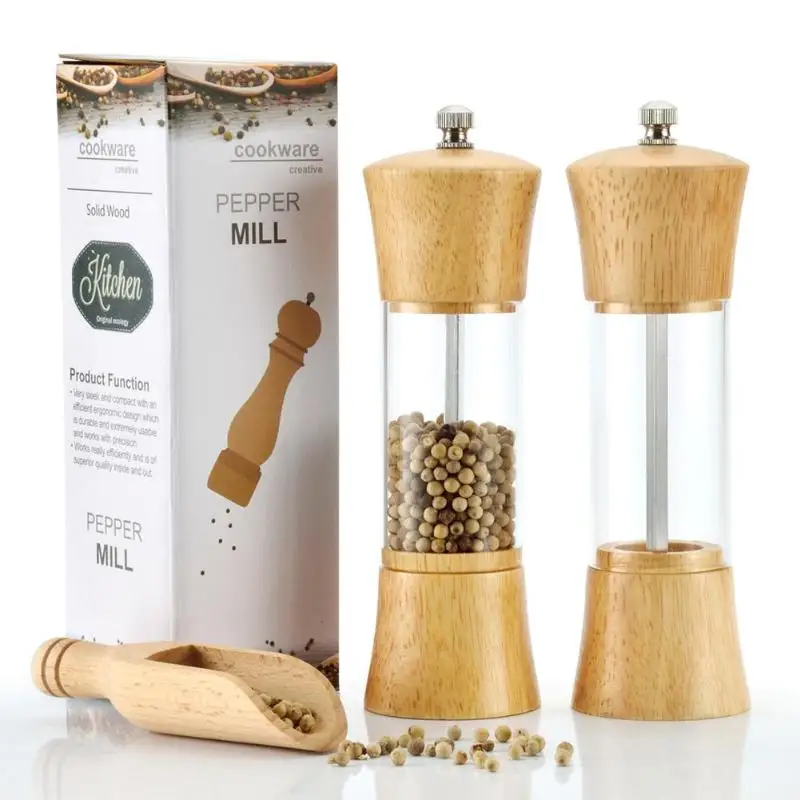 

1pc Multipurpose Oak Acrylic Salt Pepper Mill Grinder Spice Peppercorn Seasoning Condiment Bottle Holder Kitchen Tools