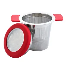 1 шт. Нержавеющая сталь сеточка для заваривания чая с красная крышка Infuser свободные фильтр чайных листьев для чайная посуда аксессуары
