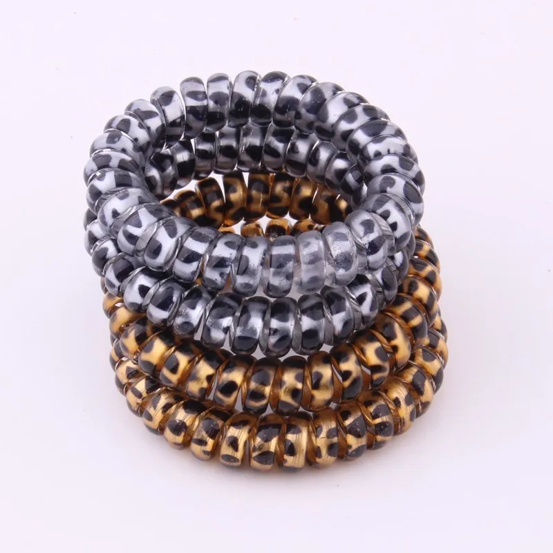 

Leopard Silicone Rubber Band For Women High Elasticity Spring Elastic Hair Band For Girl Telephone Line Hair Rope Holders