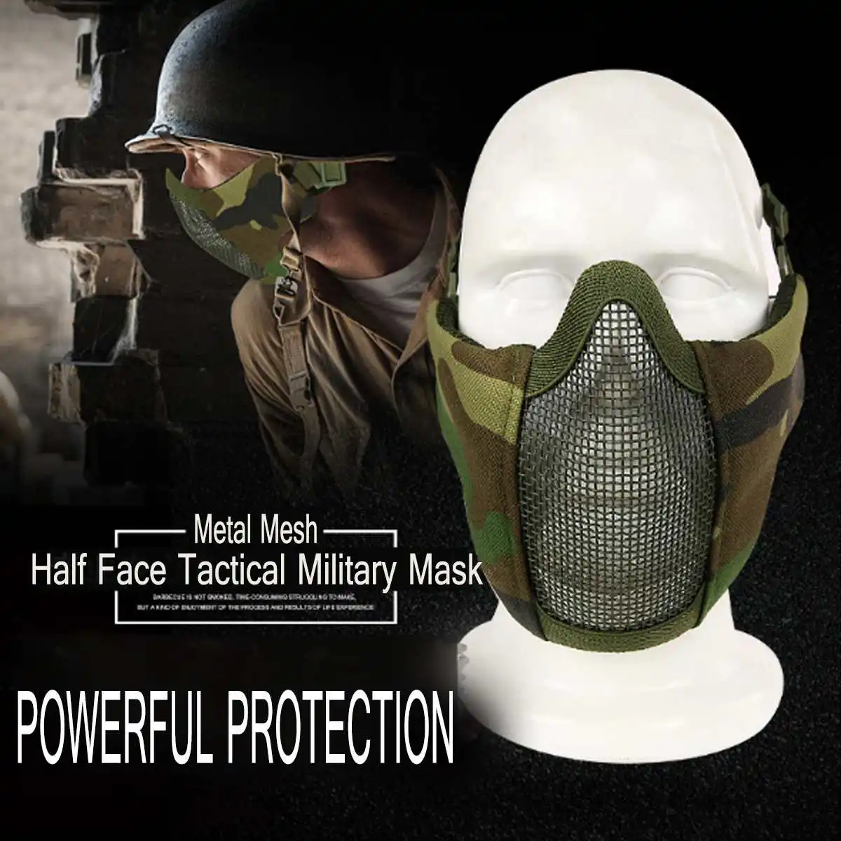 

Tactical Half Face Metal Mesh Mask For CS Wargame Airsoft Paintball Hunting Mask with For Cosplay Protection