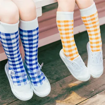 

1 Pair 1-8 Years Winter Autumn New Fashion Plaid Baby Girl and Boy Stocking Cotton Unisex Stockings 5 Colors