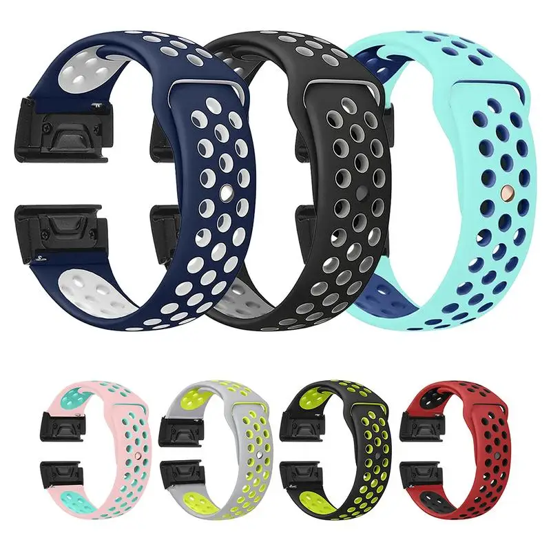 

Watchband For Garmin Nike Unisex Silicone Steel Buckle Quick Release Round Hole Two Color Silicone Watch Strap For Women Men New
