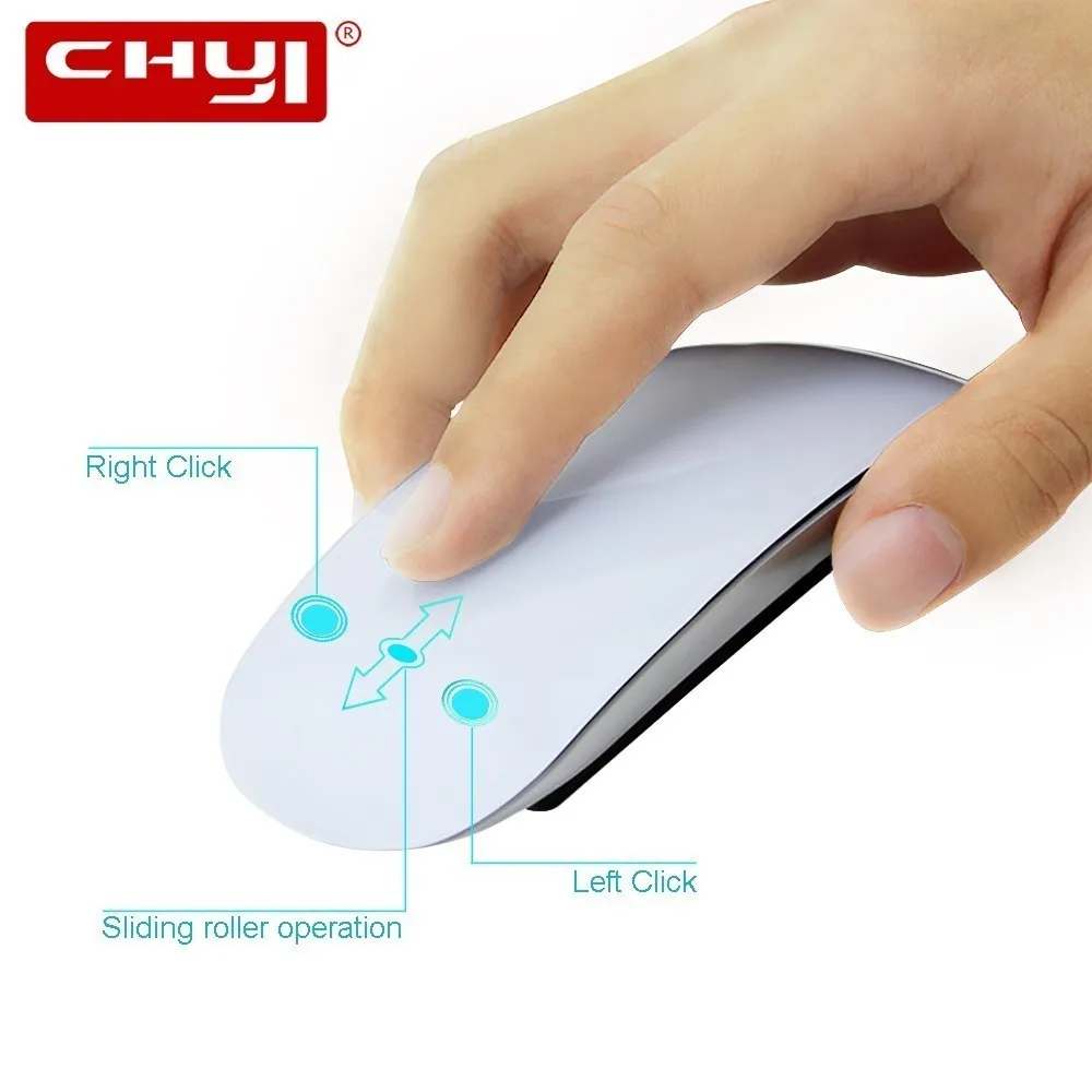 CHYI 2.4G Wireless Ultra Thin Mouse 1600DPI Wireless Arc-touch Mause Portable Office Computer Mice For Apple Macbook PC Laptop