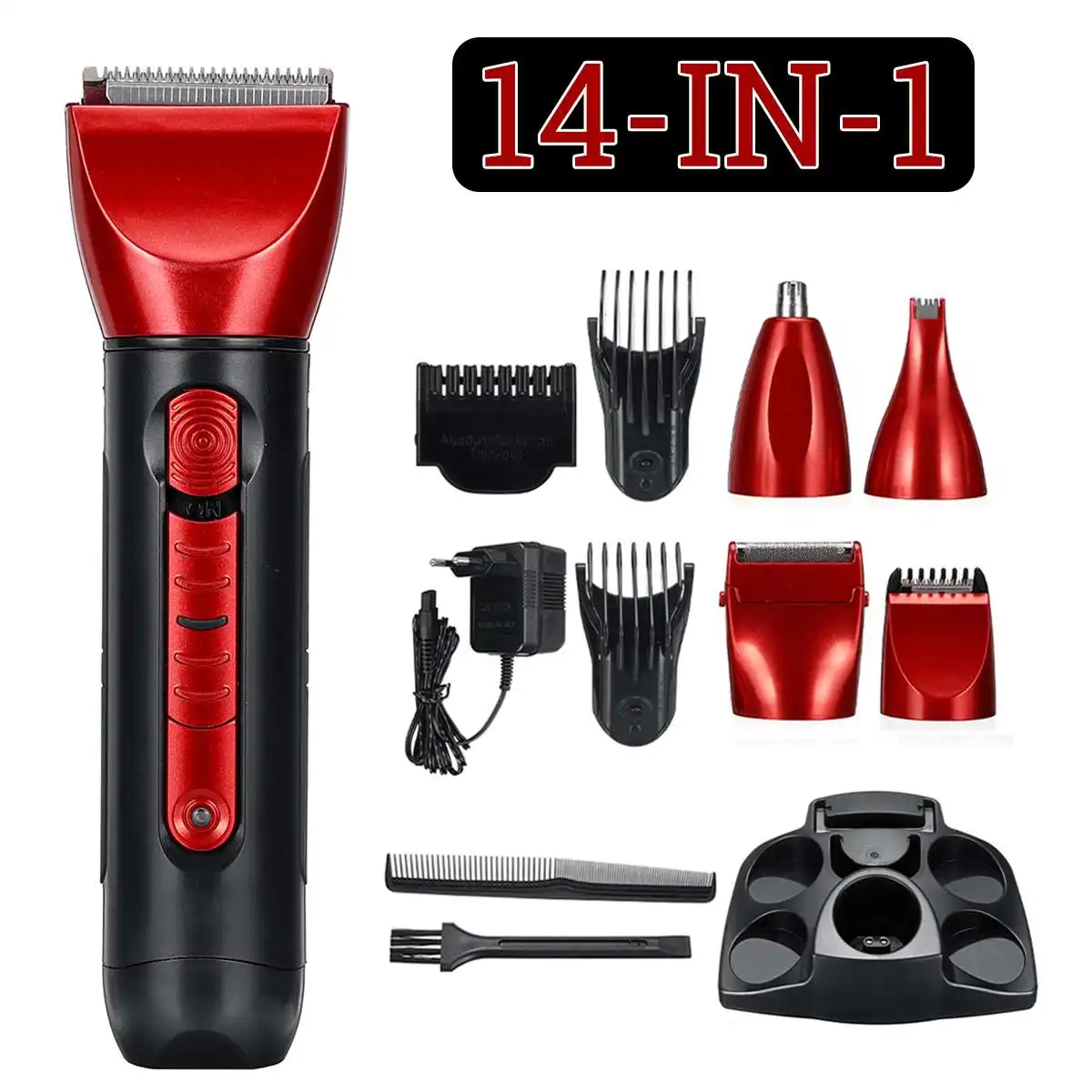 

14 in 1 Multifunction Hair Beard Clipper Men Hair Trimmer Clipper Kit Waterproof Rechargeable Electric Shaver Nose Hair Trimmer