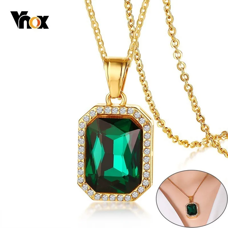 

Vnox Bling Stones Necklaces for Women Gold Tone Stainless Steel Choker Collar Femme Girl Party Bijoux