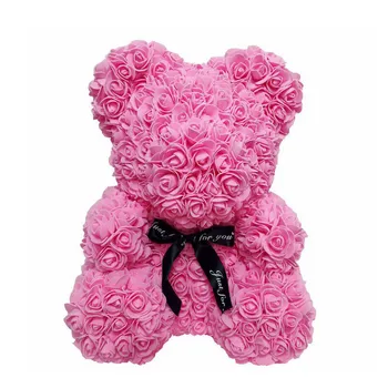 

2019 Valentine's Day Red Roses Bear Flower Teddy Romantic Wedding Engagement Ceremony Party Decoration Valentine Gifts Hot Sales