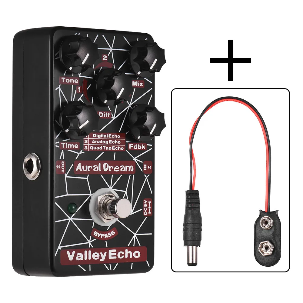 Valley Echo Guitar Effect Pedal 3 Echo Modes Guitar Pedal Aluminum