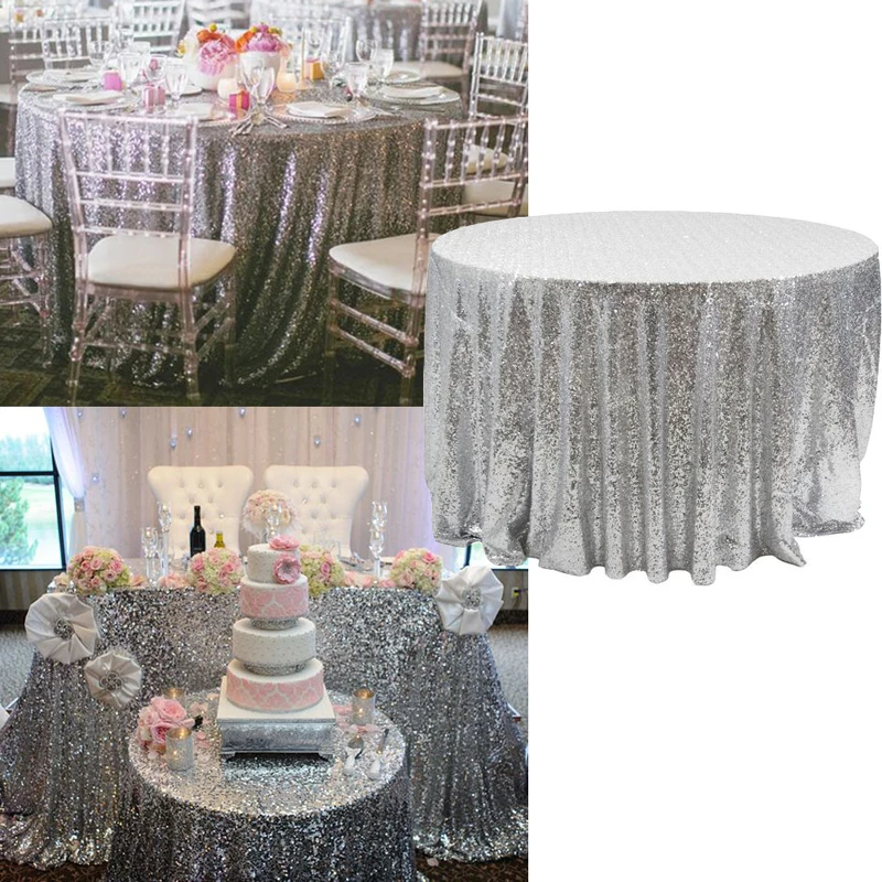 

6 Sizes Glitter Sequin Rectangular Tablecloth Rose Gold Sequin Table Cloth for Wedding Party Christmas Decoration