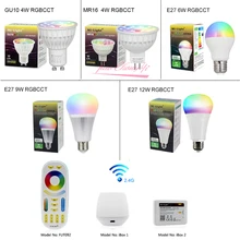 Ми свет RGBCCT затемнения светодиодные лампы 4 W MR16 GU10 6 W 9 W 12 W E27 светодиодные лампы беспроводной Wi-Fi контроллер Box 2,4G РФ Пульт дистанционного управления
