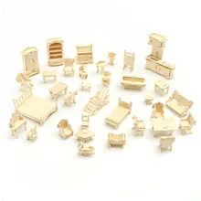 Мини-34 шт./компл. из серии Сделай Сам образования кукольная мебель 3D дереву головоломки модель комплект игрушки ручной работы для детей Handworked подарок