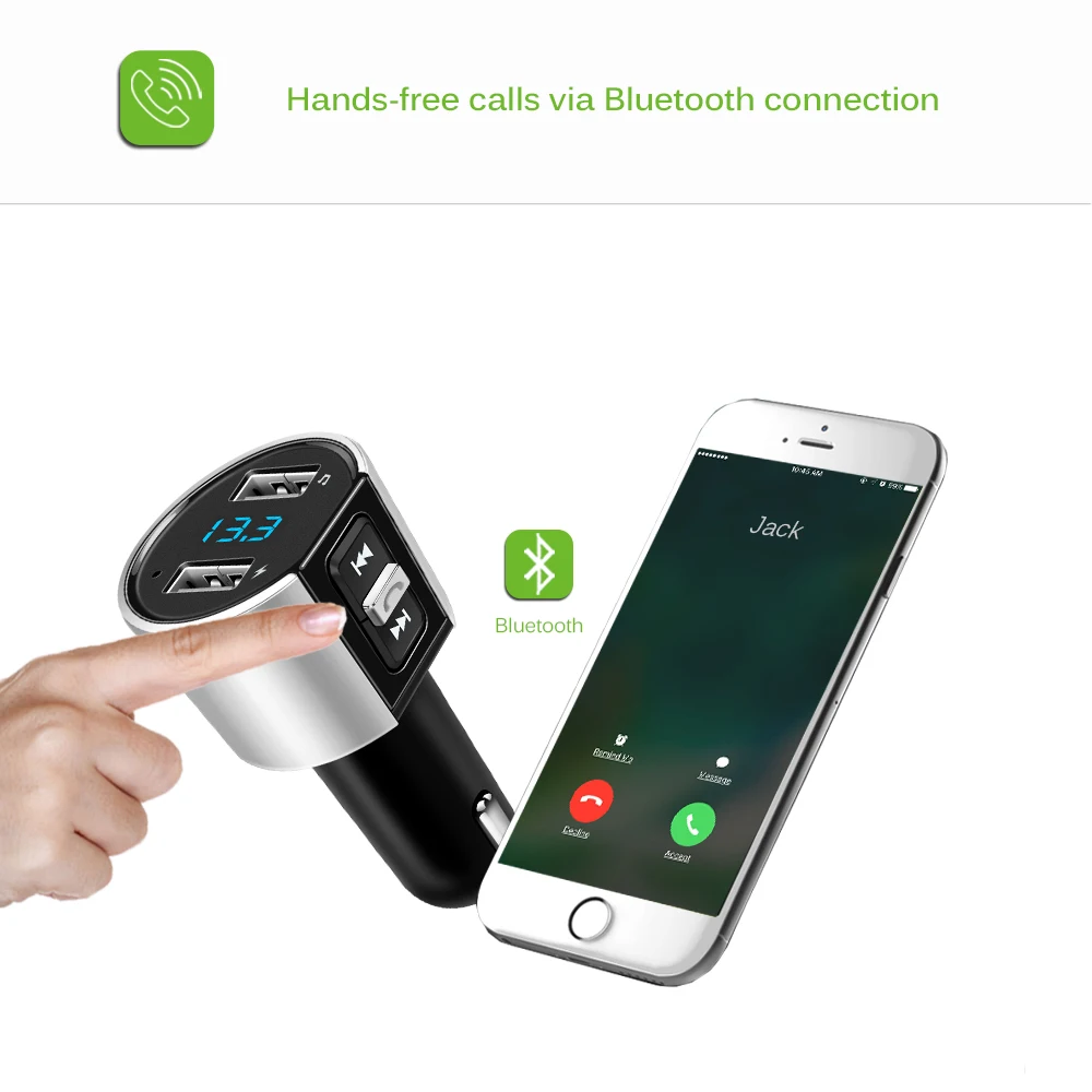 

12/24 V Bluetooth Car Kit Music Player FM Transmitter Modulator 3.4A Dual USB Car Charger Radio Adapter MP3 Player