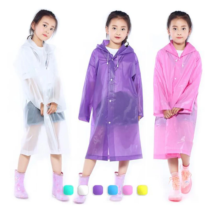 

2019 EVA Thickening Children's Raincoat Transparent Fashion Frosted Girl And Boy Rainwear Outdoor Hiking Travel Rain Gear Coat