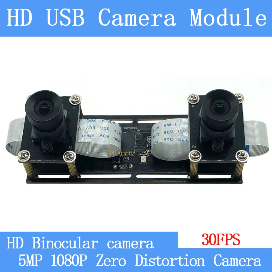 

1080P 85egree Non Distortion Flexible Synchronization Stereo Webcam Dual Lens USB Camera Module for 3D Video VR Virtual Reality