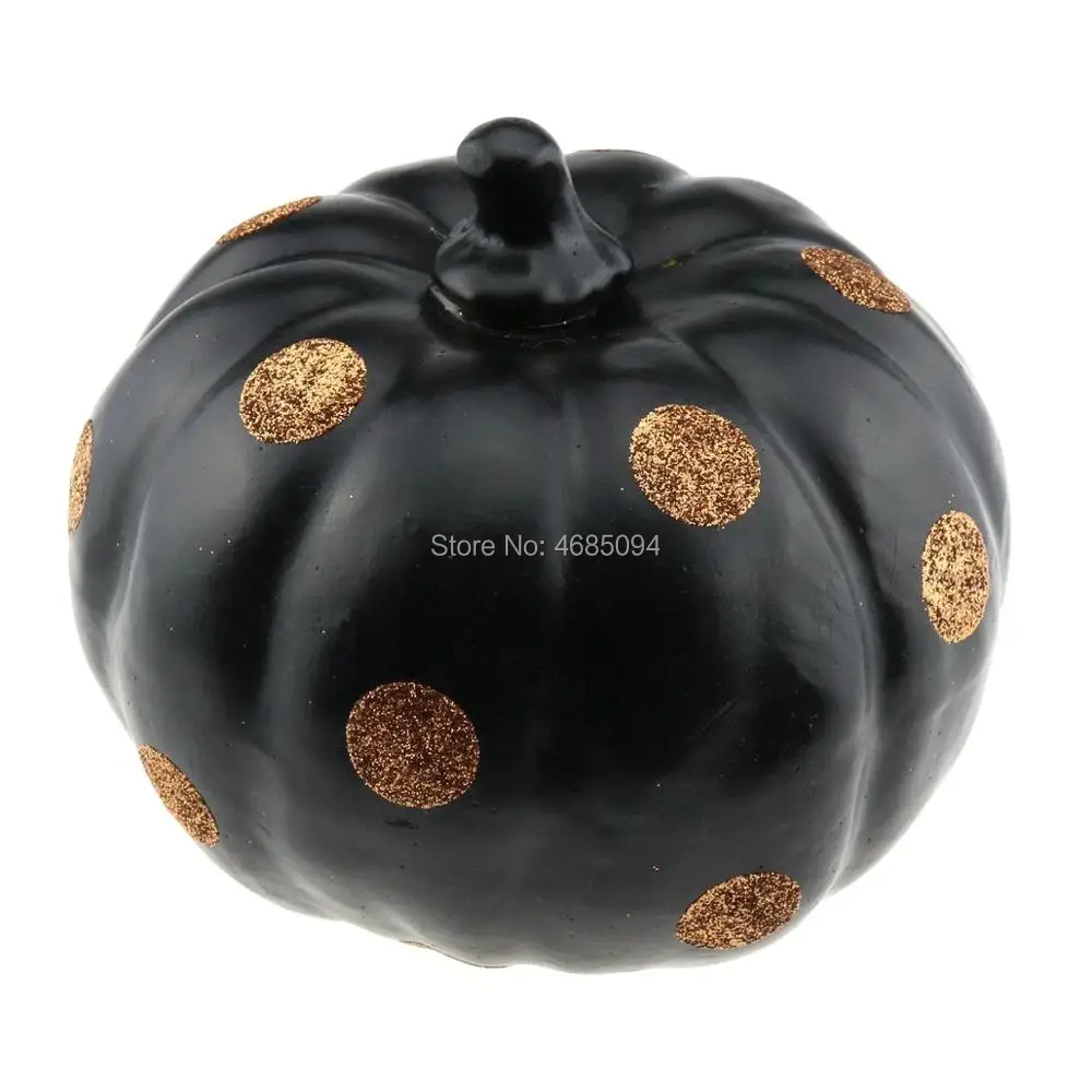 

Gresorth 6.3 inches Artificial Black Pumpkin with Decorative Gold Point Party Halloween Decoration