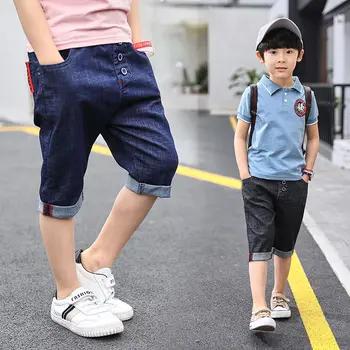 Hot Sale 2019 Kid Boys Shorts Blue Short Pants Denim Jeans Shorts Adjustable Elastic Waistband Trousers Summer Children Clothing 4