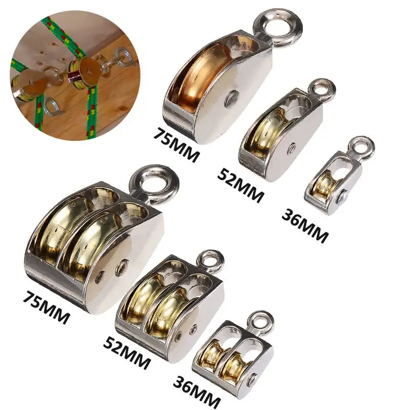 Metal Fixed Pulley Wheel Rope Single & Double Zinc Alloy Moving Pulley DIY Model 