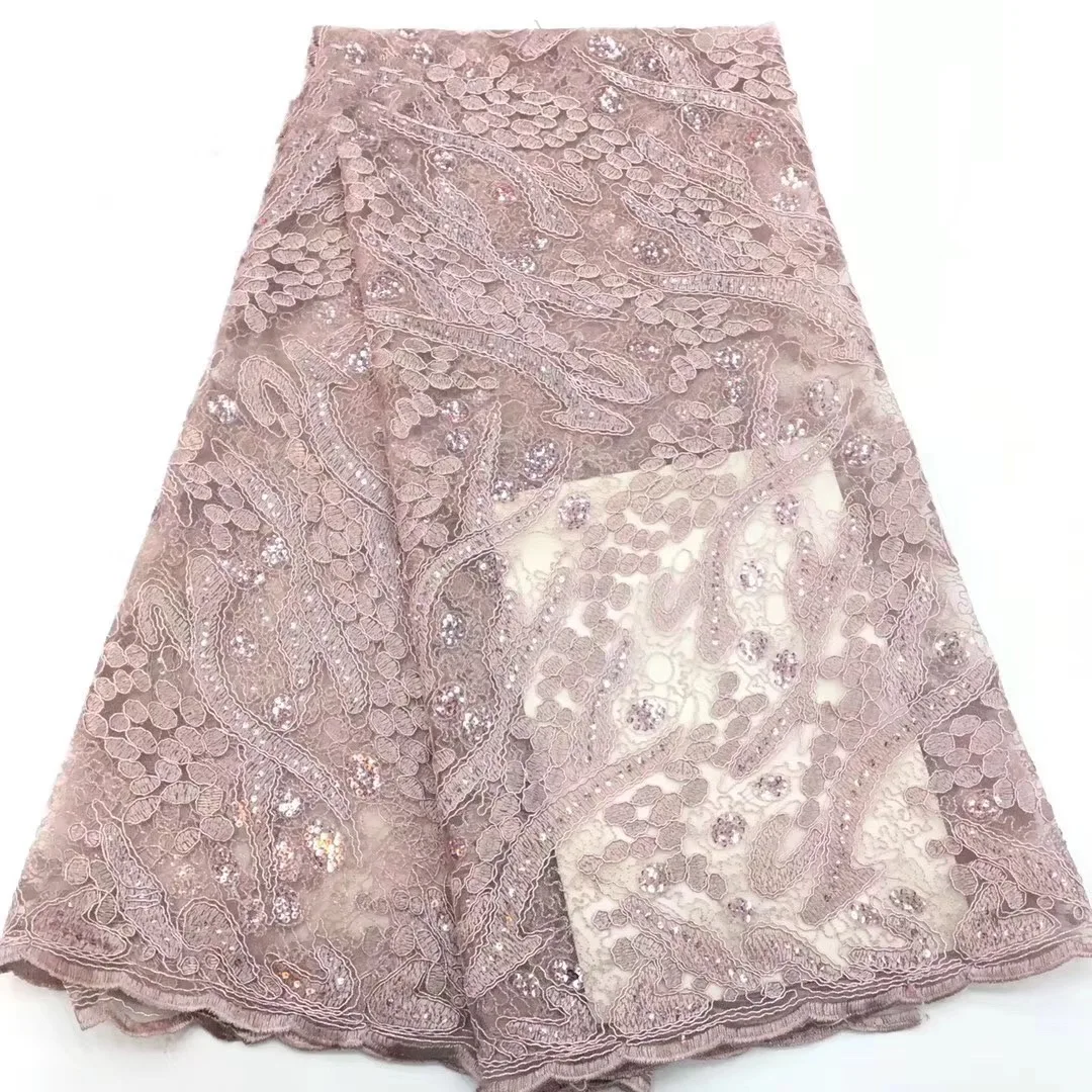 

Sequin embroidery lace, Nigerian blush pink lace fabric, African lace fabric 2019 with flowers CD29691