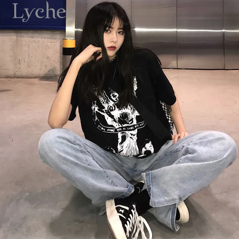 يتشي المتناثرة الملاك إلكتروني طباعة المرأة تي شيرت الصيف قصيرة الأكمام فضفاضة تي شيرت الإناث السببية المحملة قمم يتشي المتناثرة الملاك إلكتروني طباعة المرأة تي شيرت الصيف قصيرة الأكمام فضفاضة تي شيرت الإناث السببية المحملة قمم