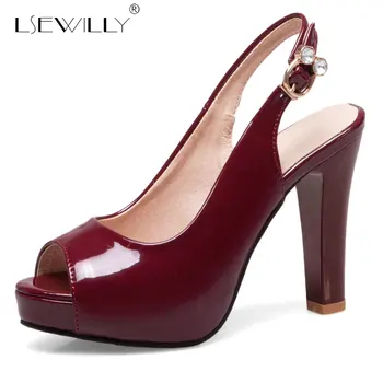 

Lsewilly Black Women Thick High Heel Sandals Sexy Peep Toe Buckle Strap Summer Gladiator Shoes Woman Plus Size 32-43 E614