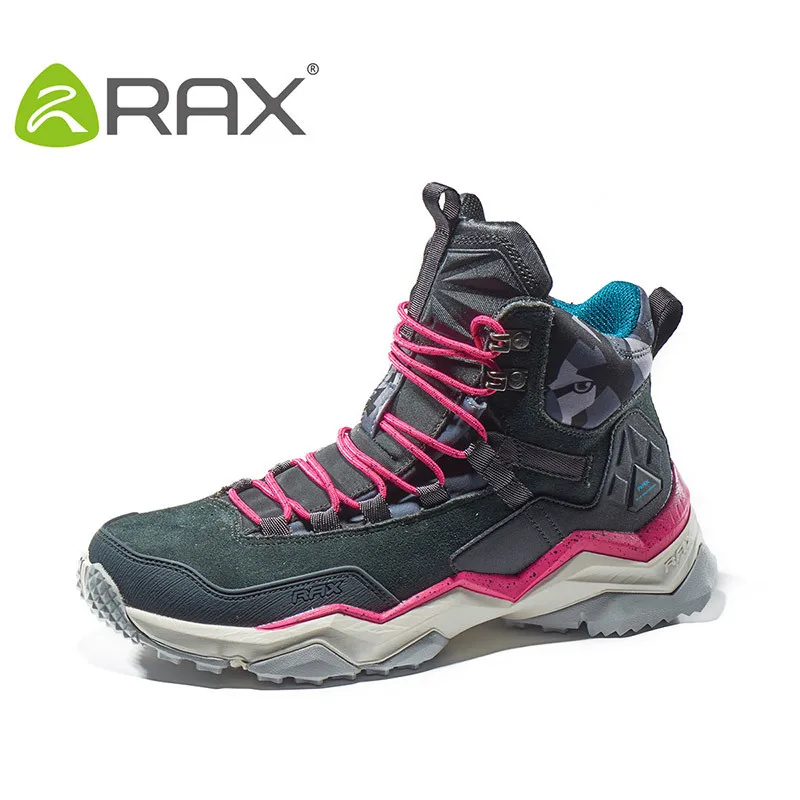 

RAX Men Hiking Shoes Antiskid Mountain Climbing Sneakers Women Breathable Geuine Leather Lightweight Trekking Outdoor Shoes Men
