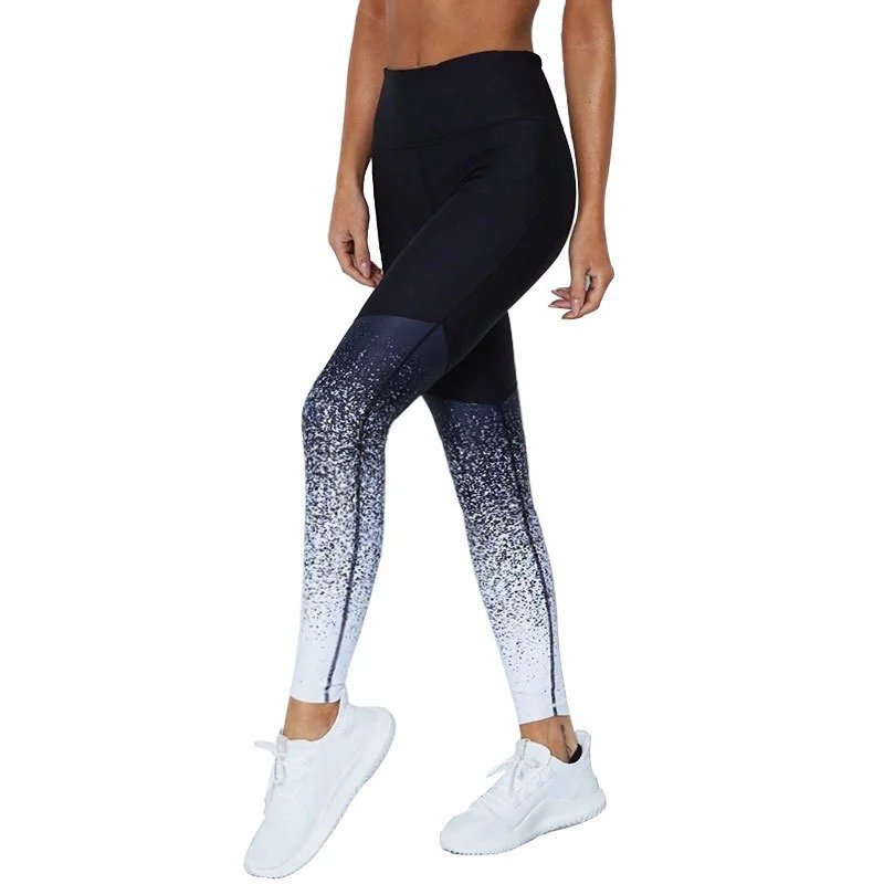Высокая талия градиентные штаны для йоги женщин тренажерный зал фитнес Небесно