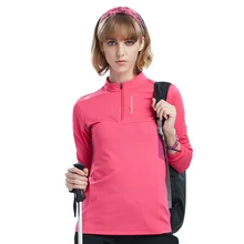 Весенне-летние женские уличные спортивные толстовки с длинным рукавом, эластичные дышащие футболки для пеших прогулок и горных прогулок 1/4, топы на молнии, футболки