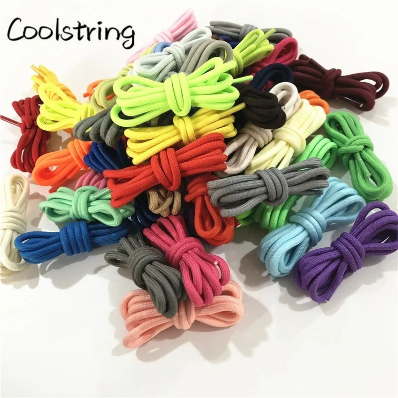 Coolstring 5mm Round Polyester Customized Shoelaces Green Navy Fashion Shoe Laces Extra Long Unisex Women Men Sneaker Shoestring