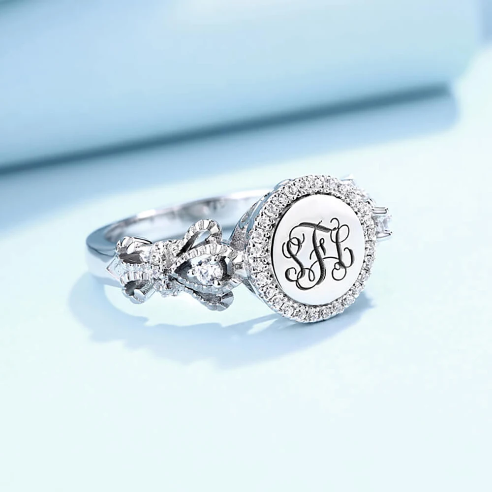 Sweey уникальное заказное кольцо с ЛОГОТИПОМ предприятия Серебряная корона монограмма для женщин для Ebay/Amazon/Etsy подарок на день Святого Валентина