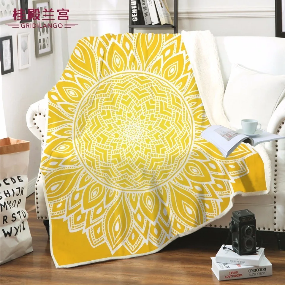 

GRIDILANGO Mandala Velvet Plush Throw Blanket Boho Printed for Kids Adults Sherpa Blanket for Couch TV Thin Quilt Dropshipping