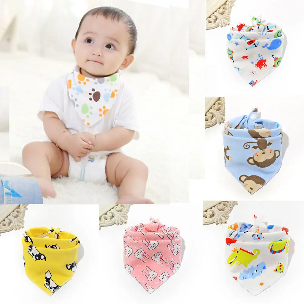 Cartoon Animal Baby Bibs Print Baby Bandana Bibs Cotton Towel Infant Kids Scarf