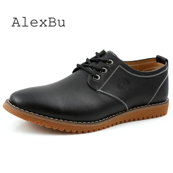 

AlexBu Spring Men's Shoes Oxford Shoes For Men Formal Office Genuine Leather Shoe New Fashion Lace Up Flat Comfortable