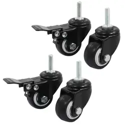 Shopping Wheel Trolley Brake поворотное колесико, 1,5 дюйма, черный, 4 шт