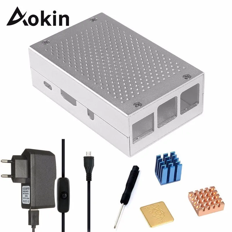 

For Raspberry Pi 3 Aluminum Case Metal Case + Screws + Heat Sink Enclosure Kit For Raspberry Pi 3 Model B + New