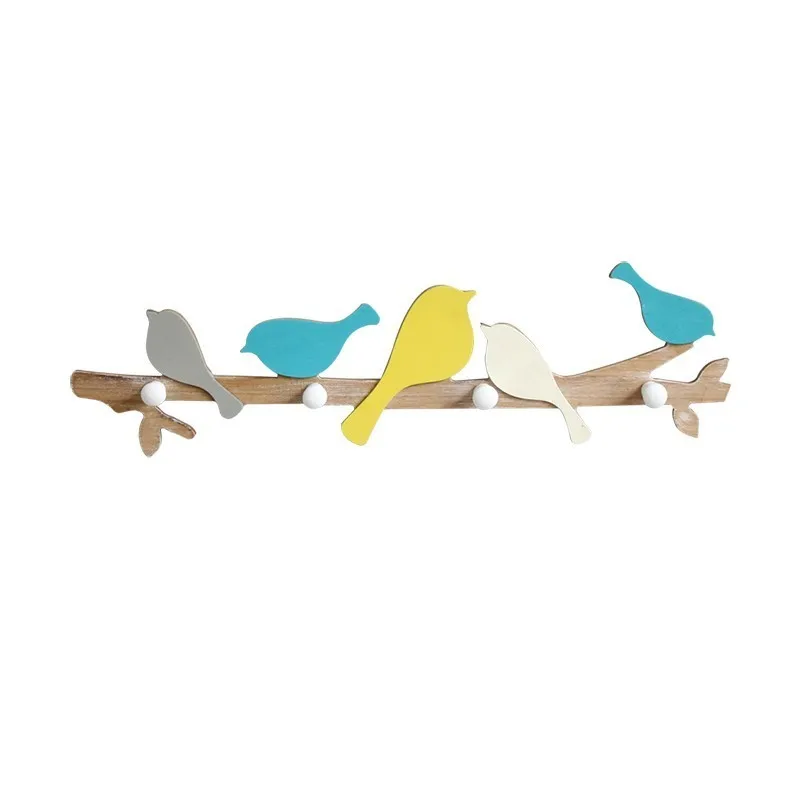 3 цвета креативные деревянные птицы пальто крючки на перекладине для стены Декор одежды Вешалка Гостиная настенные деревянные крючки двери украшения