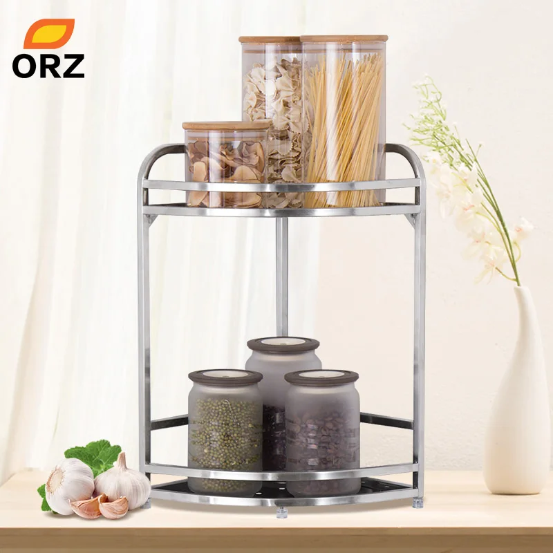

ORZ 2-Tier Corner Storage Holder Shelves Kitchen Bathroom Organizer Spice Rack Seasoning Jar Bottle StorageHolder Bathroom Shelf