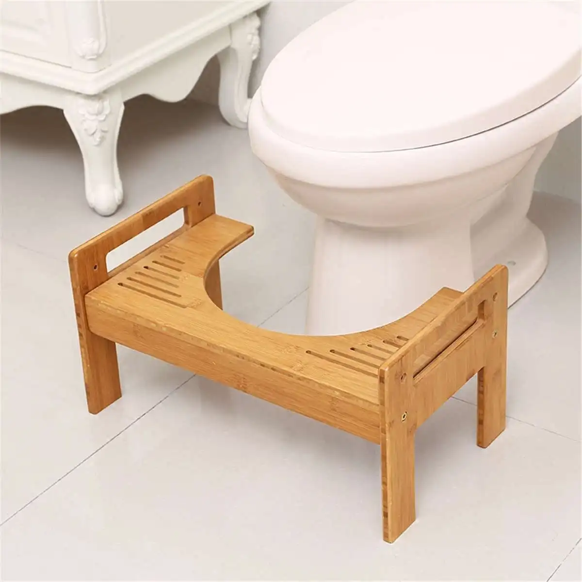 46x27x25 см бамбук деревянный цвет утолщаются стабильный Туалет ног стул Нескользящие сидеть и приседать горшок ванная комната эко здоровый