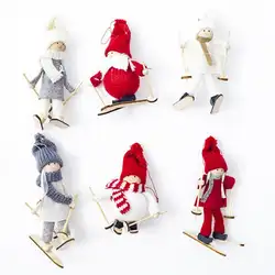 Новогоднее украшение лыжный куклы мини Снеговик шерсть куклы подвесная Елочная игрушка украшения плюшевые игрушки