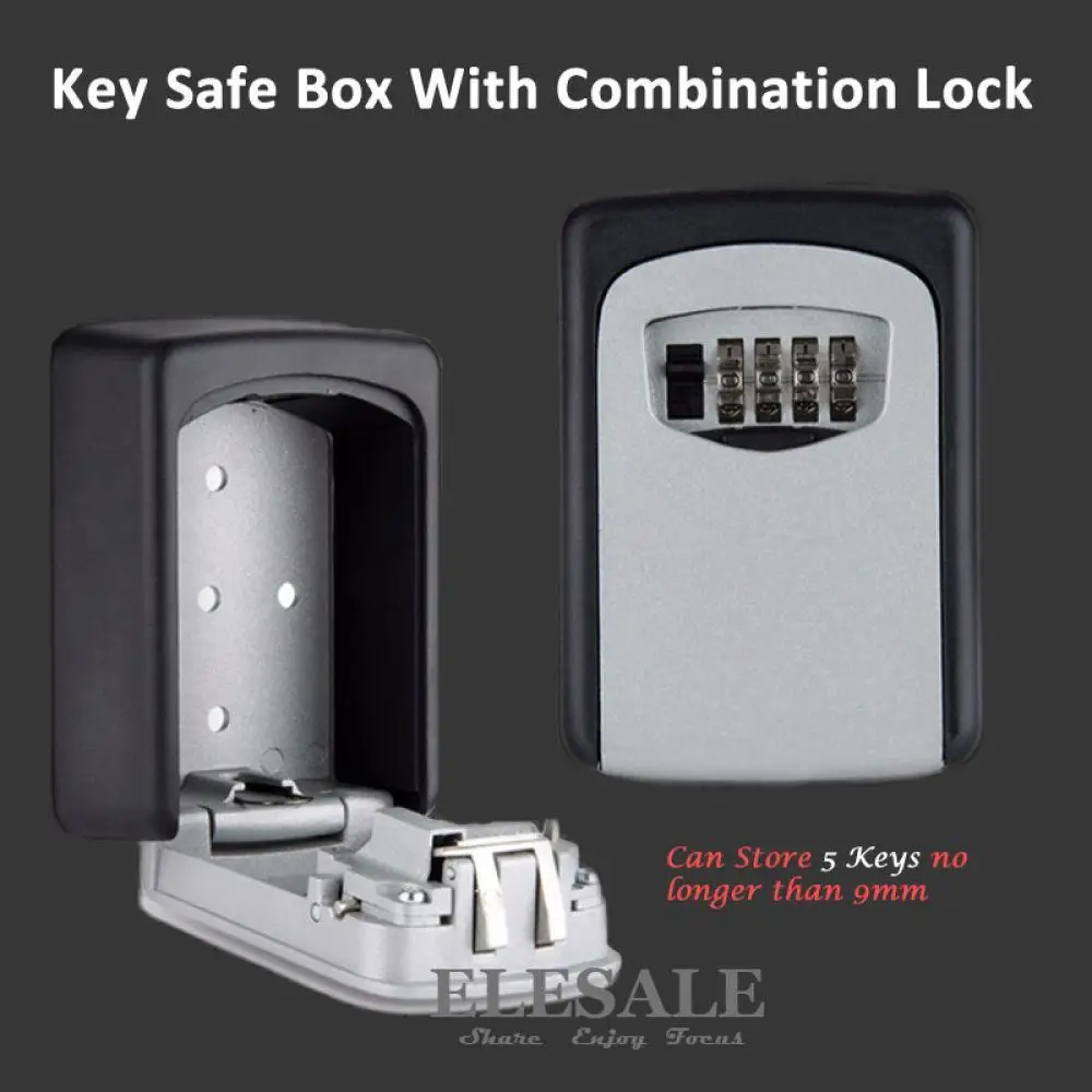 

Wall Mounted Key Storage Organizer Boxes with 4 Digit Combination Lock Spare Keys Organizer Boxes Metal Secret Safe Box