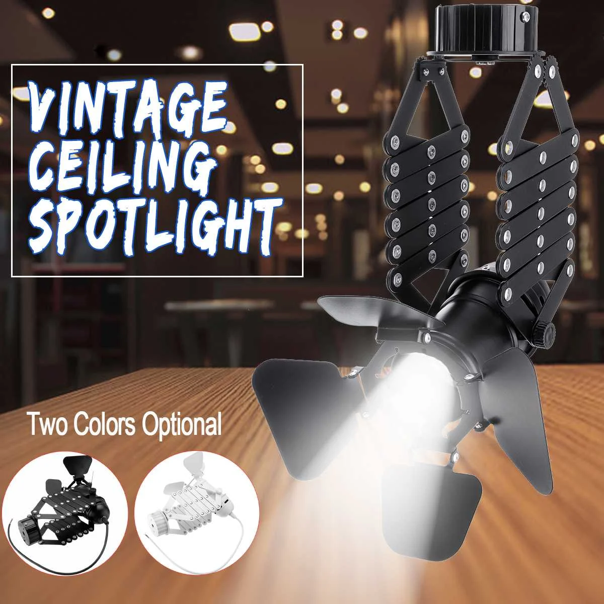 

220V E27 110Lm Industrial Vintage Iron Track Pendant Ceiling Lamp Adjustable LED Spotlight White Black For 8-10 Square Meter