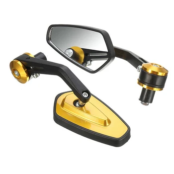 

1 Pair Of 7/8 Universal Motorcycle Handle Bar End Rearview Side Mirror Glass+Aluminum Anodized