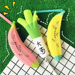 1 шт пенал с героями мультфильмов банан зеленый лук силикагель Pencilcase школы Kawaii пенал для карандашей сумка, школьные принадлежности