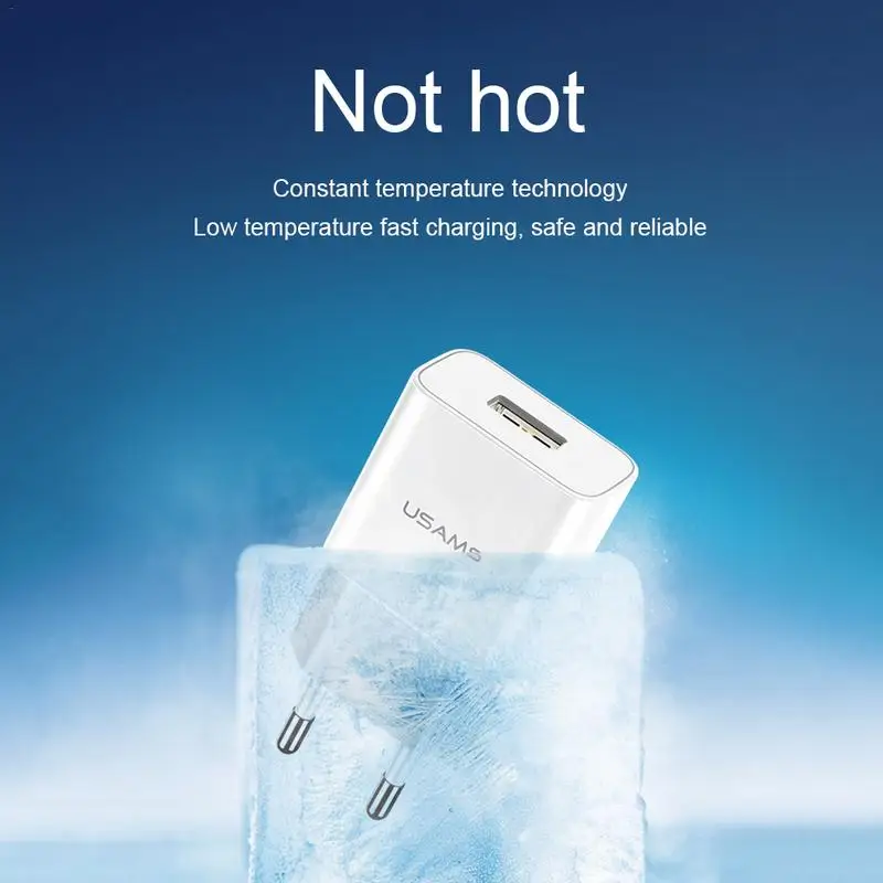 USAMS الهاتف المحمول شاحن 2.1A سريع شحن واحدة مهايئ منفذ الاتحاد الأوروبي التوصيل مناسبة ل كل المحمول الهاتف الماركات عالية الجودة