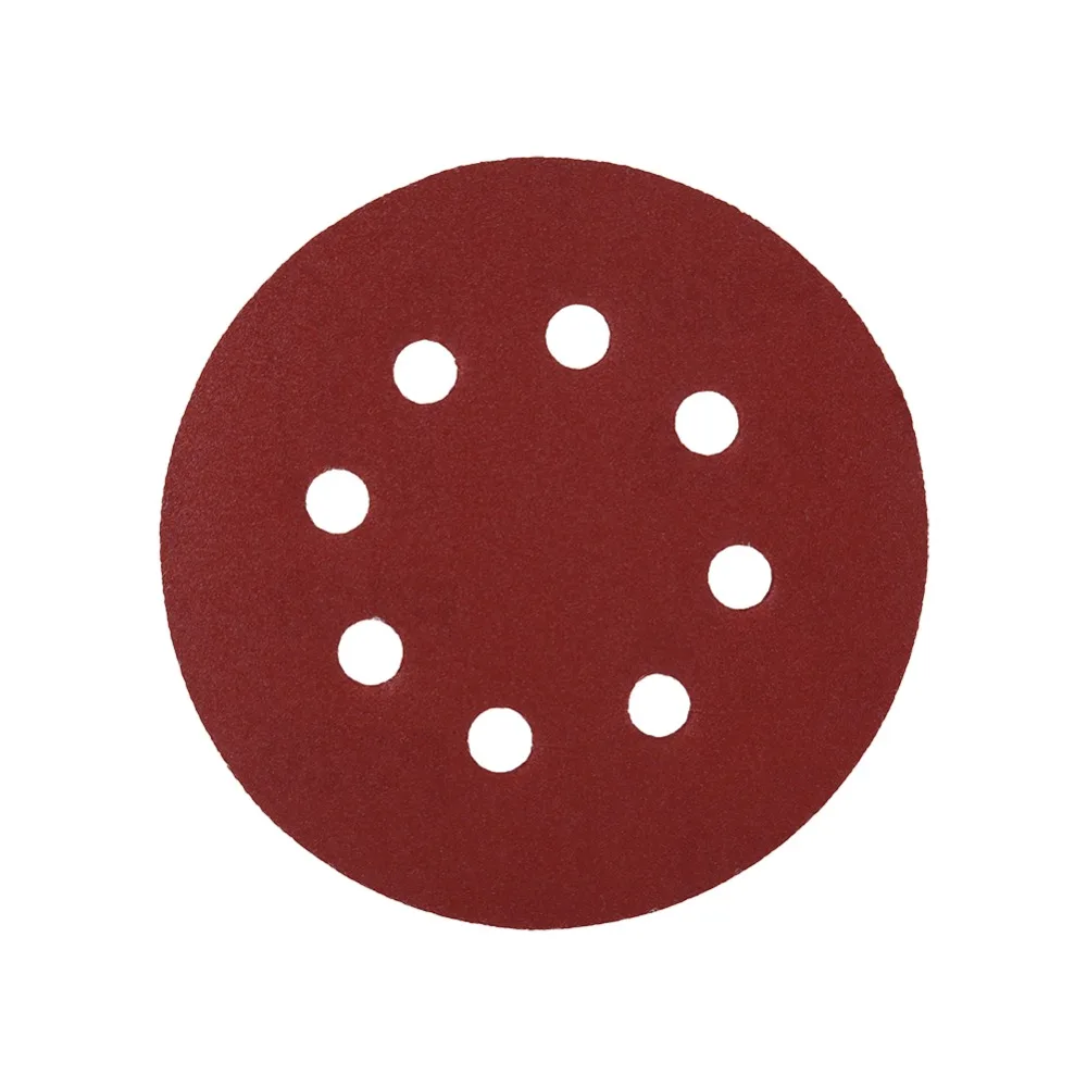 10 шт./лот 320# абразивные полировальные колодки 125 мм круглый шлифовальный Полировальный Инструмент формы красные шлифовальные диски 8 отверстий бумага для песка высокое качество