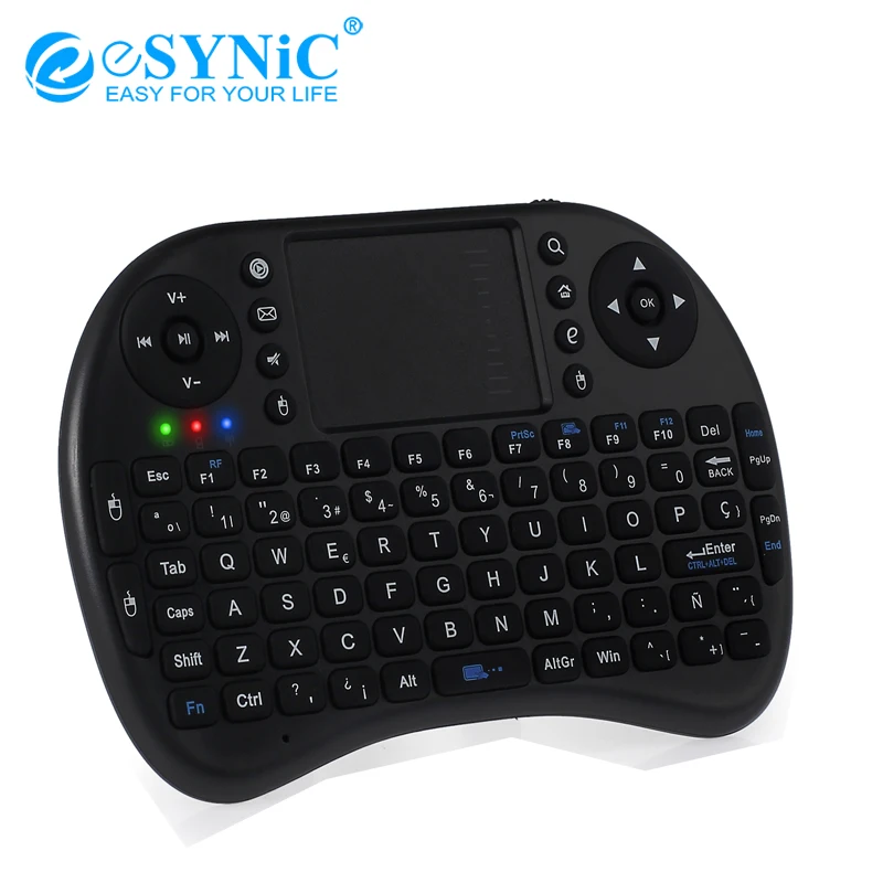 ESYNiC 2 4G MT10 испанская беспроводная клавиатура с сенсорная панель подсветкой USB